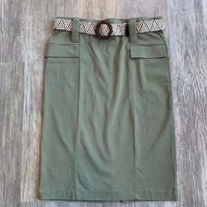 NWOT Love Scarlett army green pull on skirt with belt